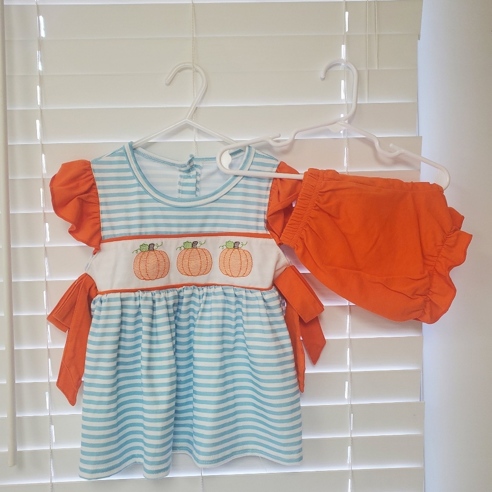 Pumpkin short set toddler girl 2t